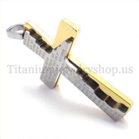 fashion two layers bible titanium cross pendant 19771