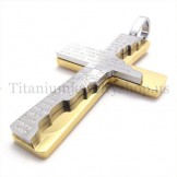 fashion two layers bible titanium cross pendant 19771