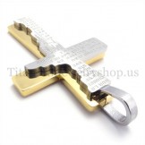 fashion two layers bible titanium cross pendant 19771
