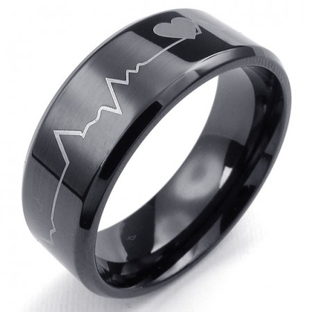 ECG Tungsten wedding band