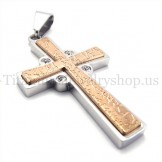 fashion coffee golden two layer titanium cross pendant 19630