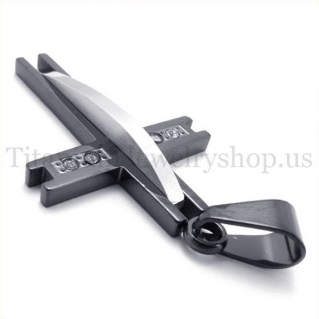 black with diamond fashion titanium cross pendant 19633