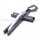 black with diamond fashion titanium cross pendant 19633