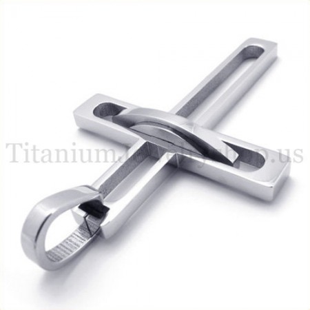 silver noble man fashion titanium cross pendant 19640