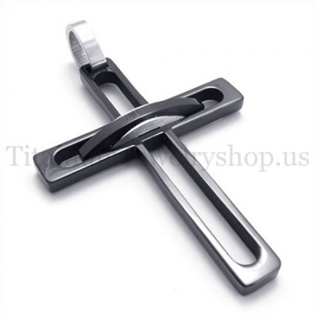 black noble man fashion titanium cross pendant 19642