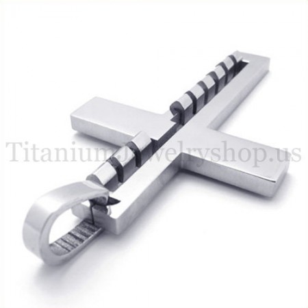 silver fashion bump titanium cross pendant 19643
