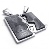 black two layer interlocking lovers titanium pendant 19992