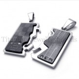 black two layer interlocking lovers titanium pendant 19992