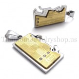 gold two layer interlocking lovers titanium pendant 19993