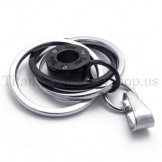 black Multi-ring engraved with "take time love" titanium pendant 20017