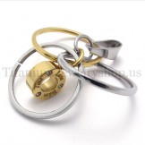 gold Multi-ring engraved with "take time love" titanium pendant 20018