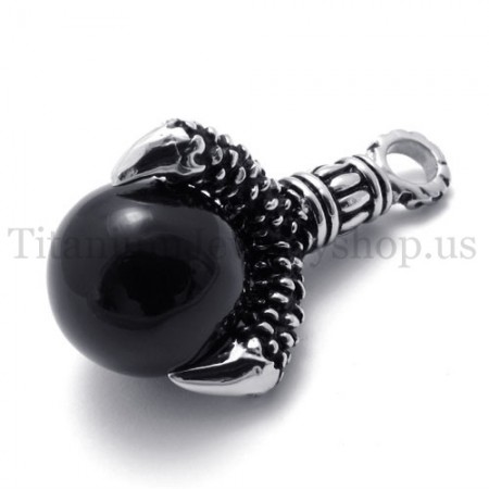 eagle's paw and black gem titanium pendant 20106