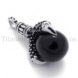 eagle's paw and black gem titanium pendant 20106