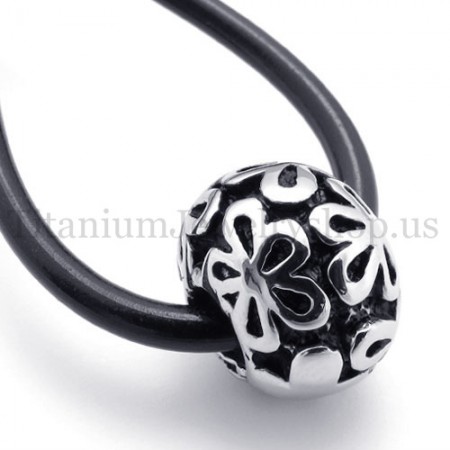 Silver flowers fortunate bead titanium pendant 20121