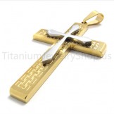 2012 New Two Layers Golden Cross Titanium Pendant 20152