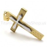 2012 New Two Layers Golden Cross Titanium Pendant 20152