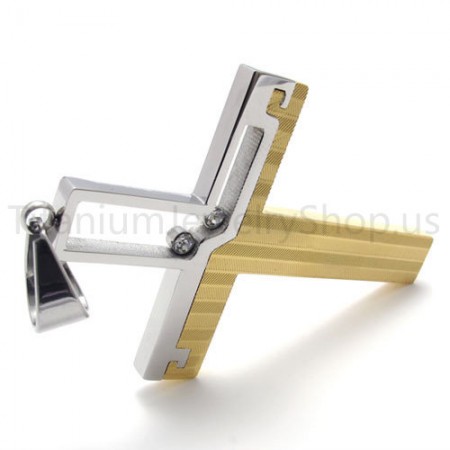 2012 New Duotone Hollowed Cross Titanium Pendant 20159