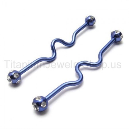 Blue Twisty Titanium Earrings 18545