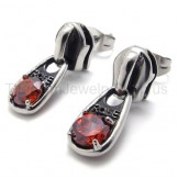 Red Diamond Retro Titanium Earrings 20338