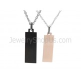 Titanium Rose Gold and Black Lovers Pendants with Free Chains and Dimaonds C508