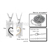 Titanium Rose Gold and Black Sweetheart "Love" Lovers Pendants with Rhinestones and Free Chains C539