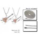 Titanium Rose Gold Guitar Lovers Pendants with Free Chains C343