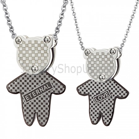 Titanium Bear "Eternal & Love" Lovers Pendants with Free Chains C446