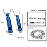Titanium Blue Whistle Lovers Pendants with Free Chains C205