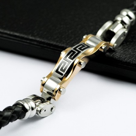 Wall Chart titanium leather bracelet