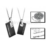 Titanium Black Rectangle Lovers Pendants with Free Chains 291