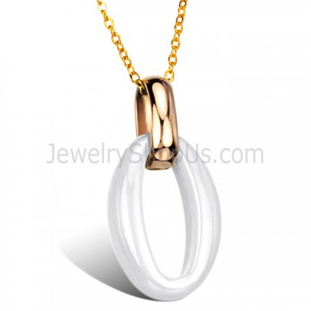 Titanium "0" Ceramic women's Pendant with Gold Chain C717