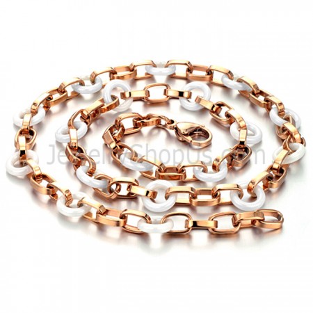 Ceramic Circle and Rose Gold Titanium Necklace C745