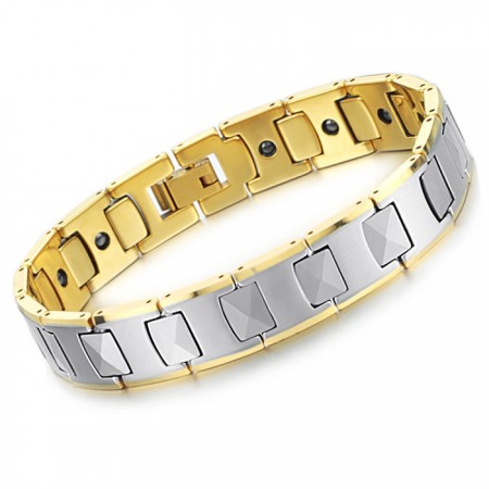 Tungsten High Polish Magnetic Energy Health Bracelet Planting18K Gold C940