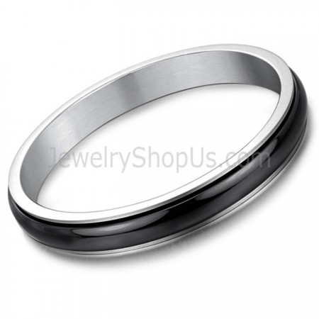 Blcak Ceramic Nested Silver Titanium Bangle 420