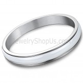 White Ceramic Nested Silver Titanium Bangle 435