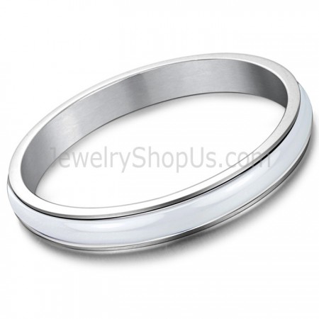 White Ceramic Nested Silver Titanium Bangle 435