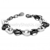 Black and White Ceramic Sweetheart Titanium Bracelet C426