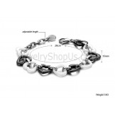 Black and White Ceramic Sweetheart Titanium Bracelet C426
