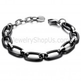 Black Ceramic Circle and Tianium Chain Bracelet C427