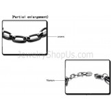 Black Ceramic Circle and Tianium Chain Bracelet C427