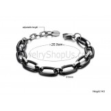 Black Ceramic Circle and Tianium Chain Bracelet C427