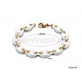 Gold Titanium with White Ceramic Bracelet C428