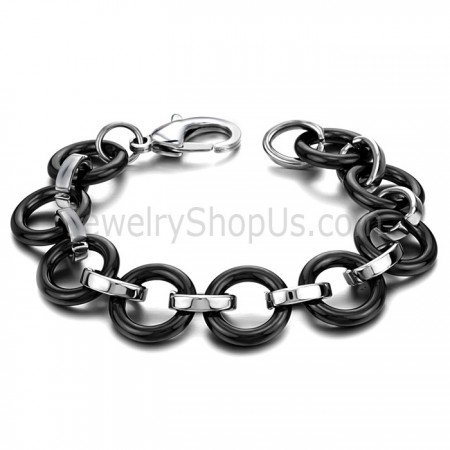Black Ceramic circle and Titanium Bracelet C406