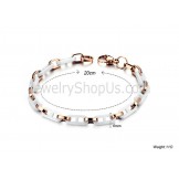 White Ceramic Figure "8" and Rose Gold Titanium Bracelet C426