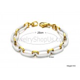 White Ceramic and Gold Titanium Bracelet C427