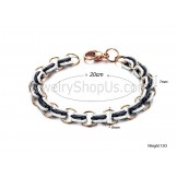 Black and White Ceramic Circle and Rose Gold Titanium Bracelet C431