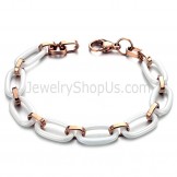 White Ceramic and Rose Gold Titanium Bracelet C427