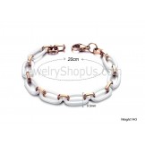 White Ceramic and Rose Gold Titanium Bracelet C427