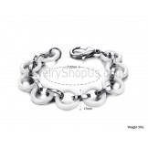 White Ceramic Circle Titanium Bracelet C406