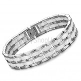 Ceramic and Titanium Mechanics Link Bracelet (White, Rose Gold) GS401